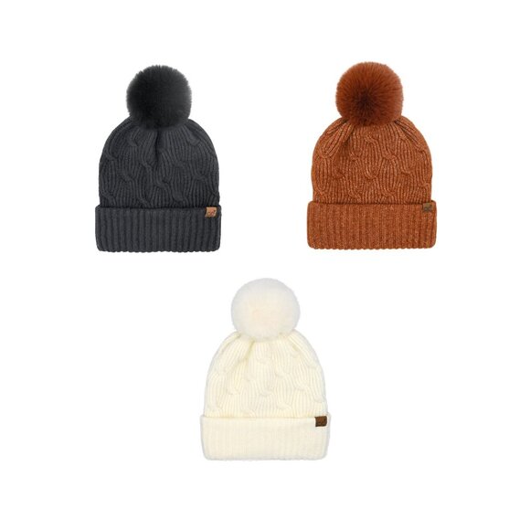 C.C Chain Link Knitted Pom Beanie NWT - Picture 4 of 8